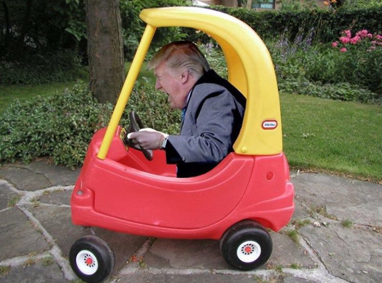 Trump driving toy truck